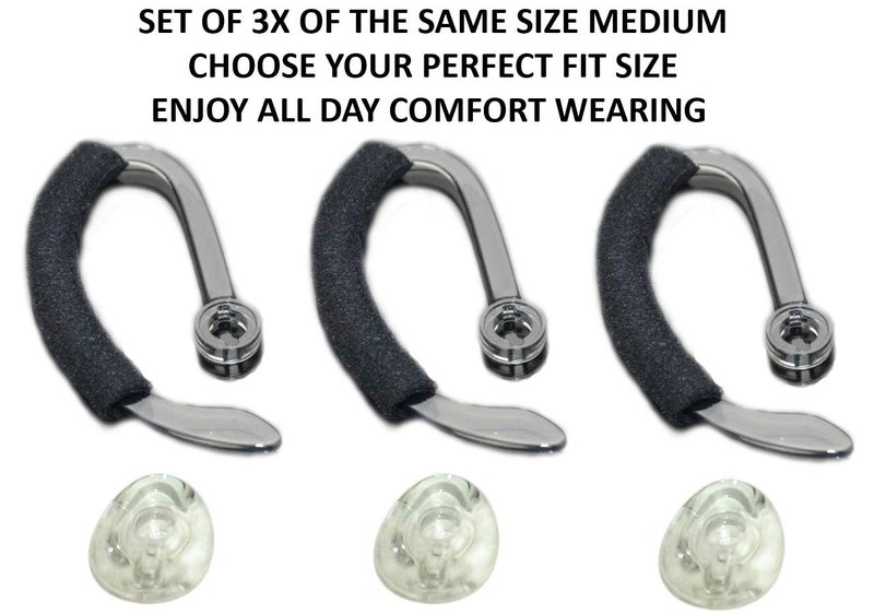 WirelessFinest 3X Same Size Replacement Earbuds Ear Tips + Ear Hook Loops + Foam Spare Fit Kit for Plantronics CS540 Savi W440 W740 W745 WH500 EarLoops EarHook Ear Bud Sleeve Part (Medium M) - Image 2